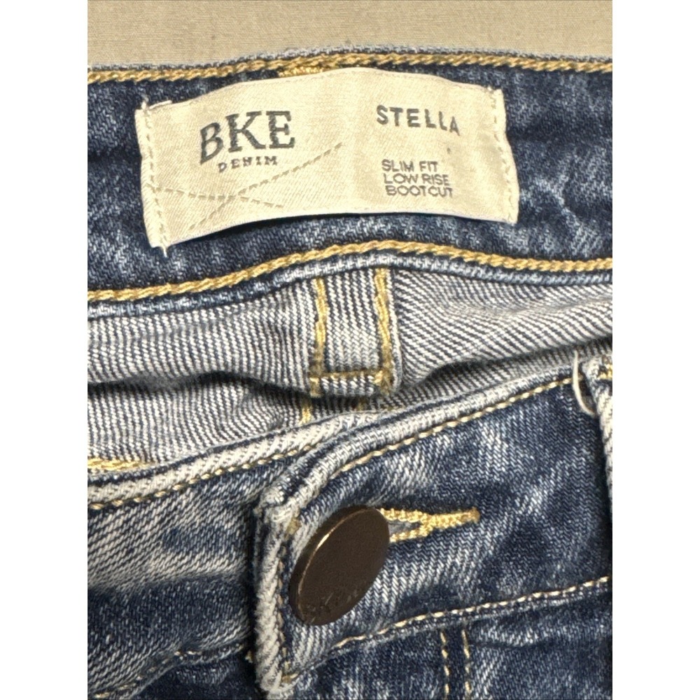 BKE Stella Bootcut Stretch Jeans 26x31 1/2 Low Rise Distressed Slim Fit - Picture 6 of 15